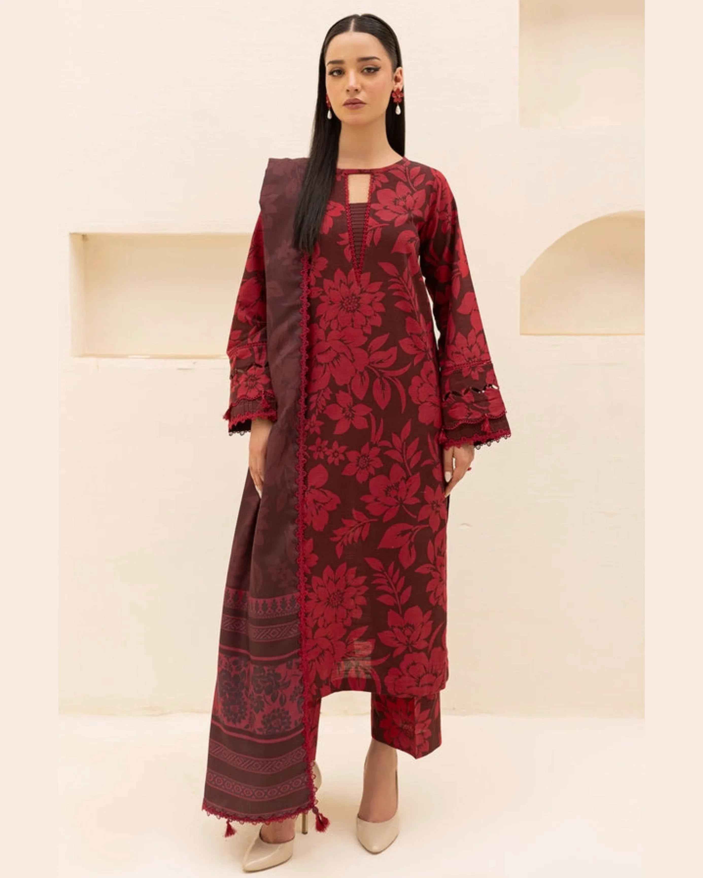 BAROQUE LAWN PRINTED UNSTICH 3PC - City Cloth House