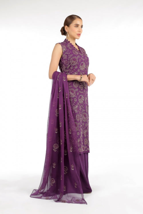 BAREEZA CHIFFON UNSTITCHED EMB SUIT