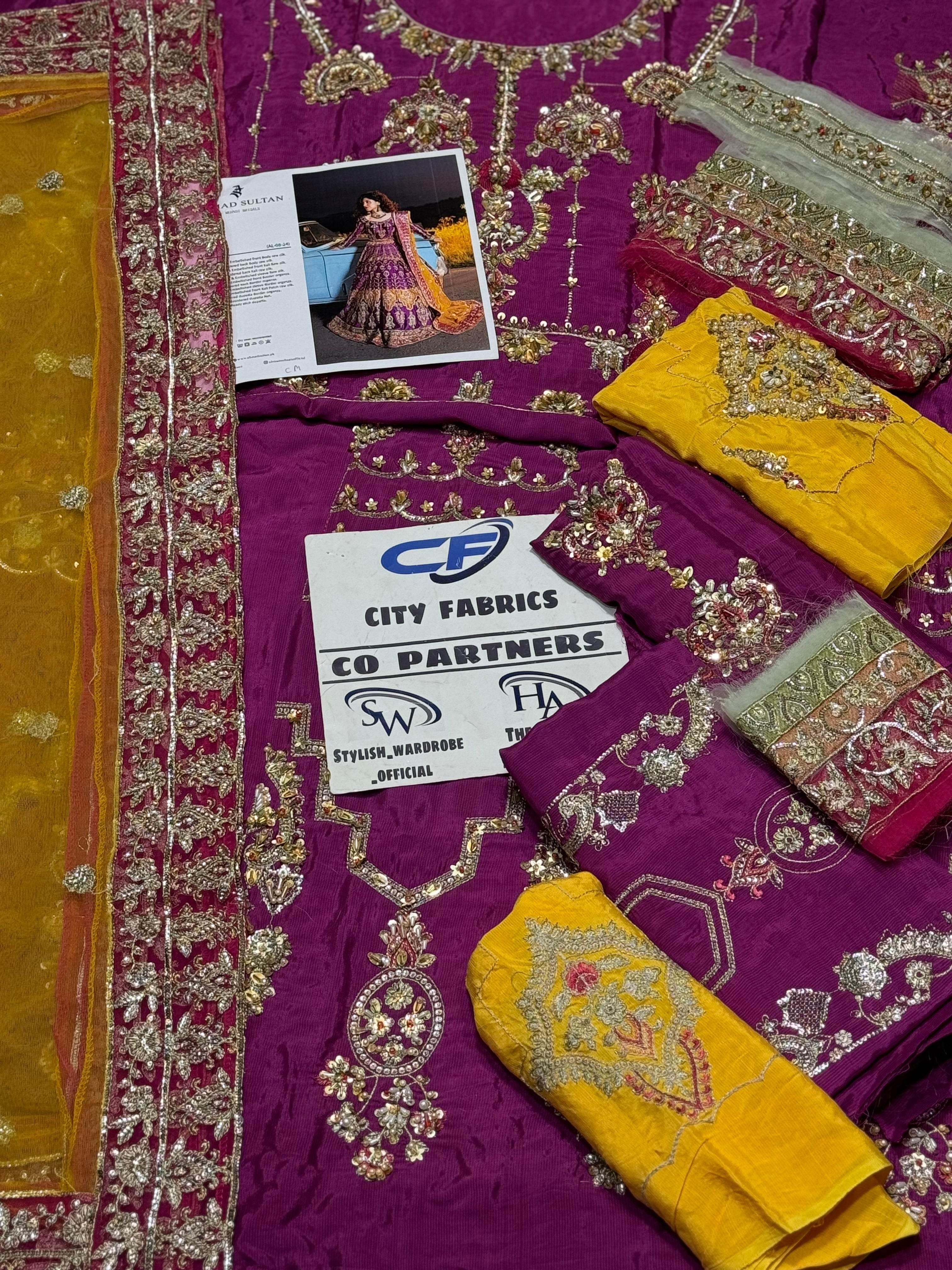 AHMED SULTAN RAW SILK UNSTITCHED EMB MAXI - City Cloth House