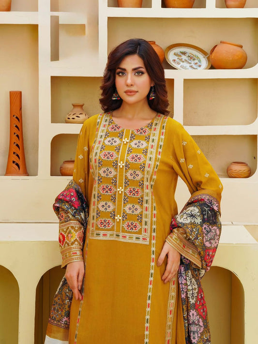 ANEELAS DHANAK UNSTITCHED EMB 3PC