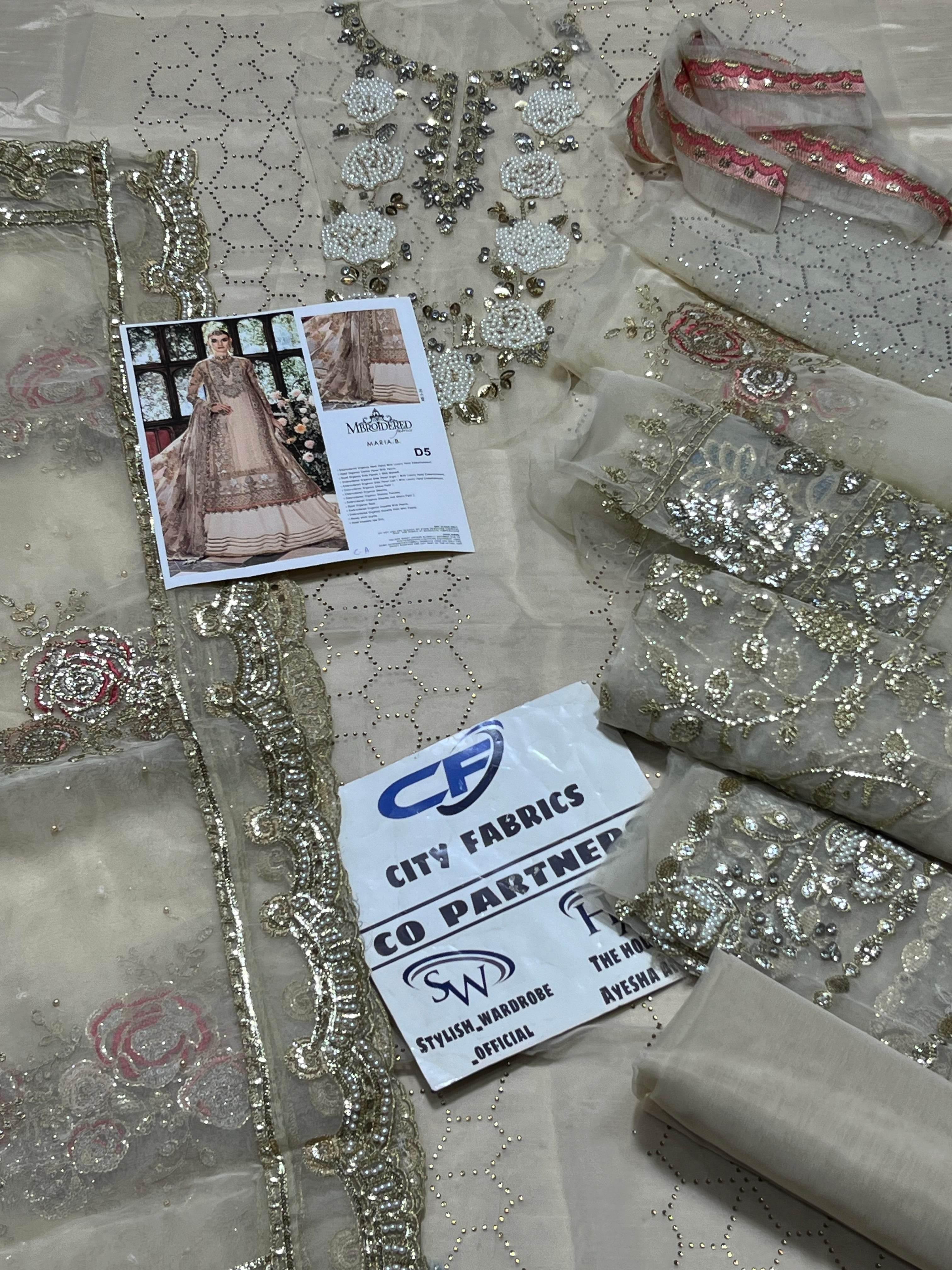 MARIA.B ORGANZA UNSTITCHED EMB SUIT - City Cloth House