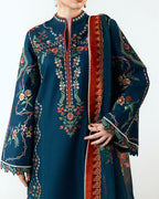 JUGNU DHANAK EMB UNSTITCHED 3PC