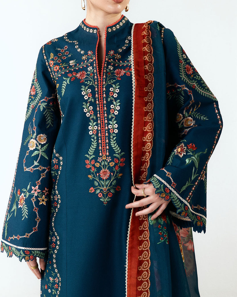 JUGNU DHANAK EMB UNSTITCHED 3PC