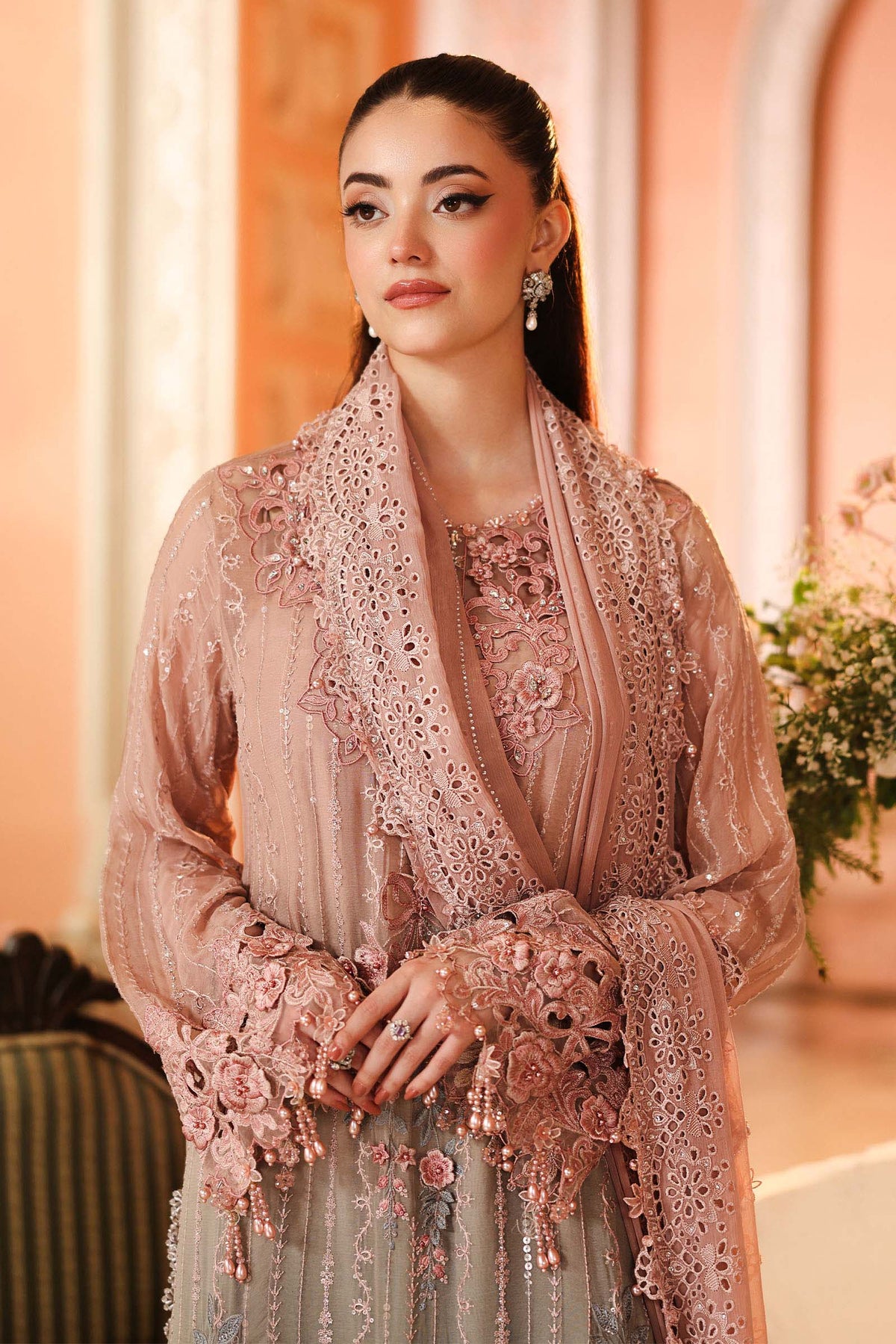 MARIA.B CHIFFON UNSTITCHED EMB D-2 SUIT