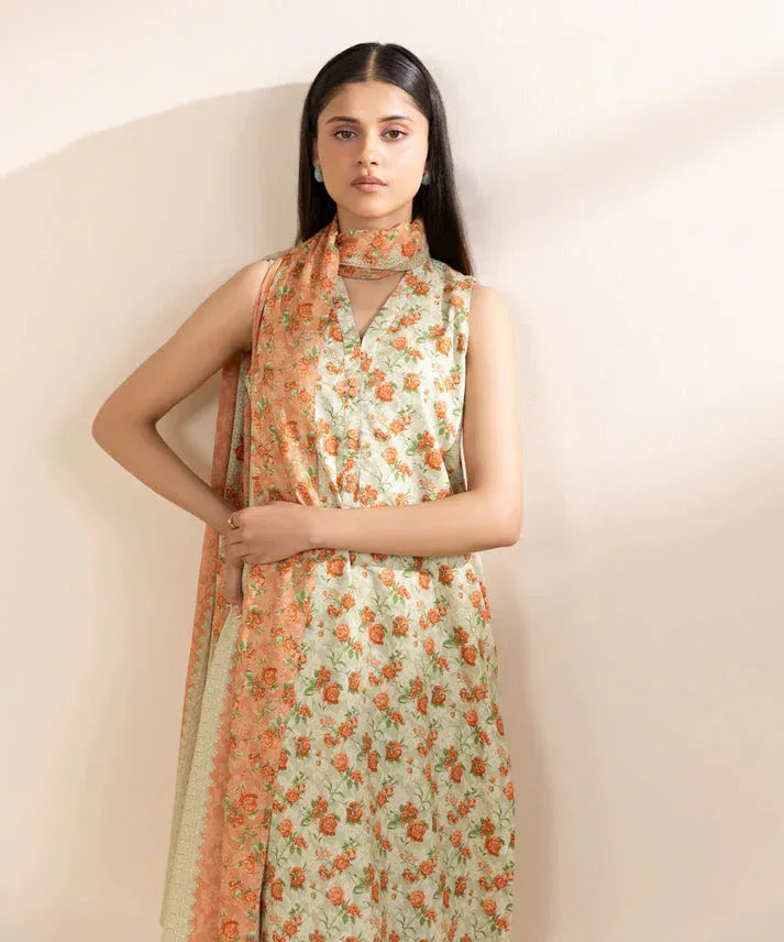 SAPPHIRE DHANAK PRINTED UNSTICHED 3PC - City Cloth House
