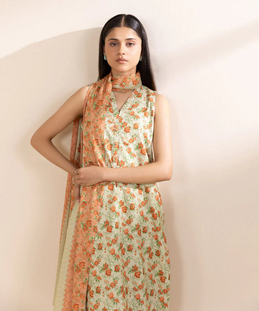SAPPHIRE DHANAK PRINTED UNSTICHED 3PC