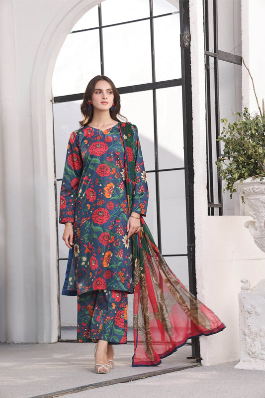 BAROQUE LAWN PRINTED UNSTICH 3PC - City Cloth House