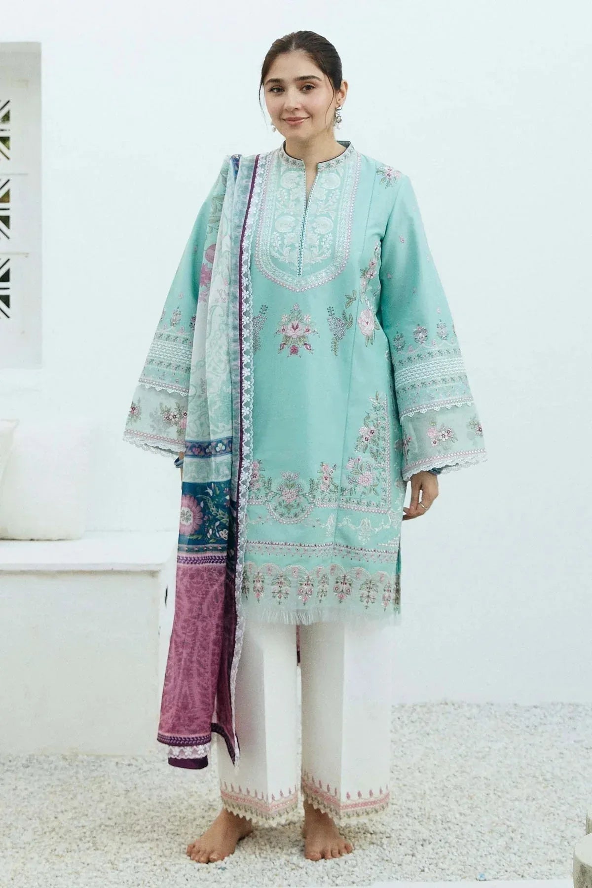 ZARA SHAHJAHAN LAWN PREMIUM UNSTITCHED EMB 3PC - City Cloth House