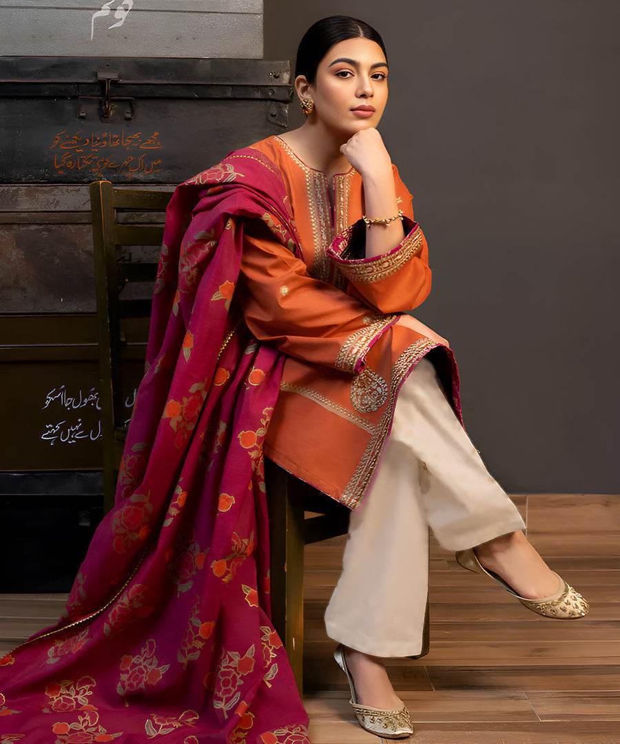 ZARA SHAHJAHAN LAWN LUXURY UNSTICH EMB 3PC - City Cloth House