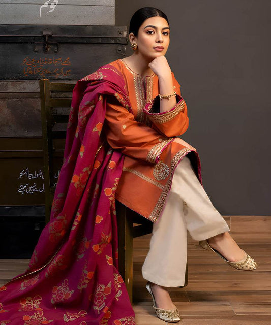 ZARA SHAHJAHAN LAWN LUXURY UNSTICH EMB 3PC - City Cloth House