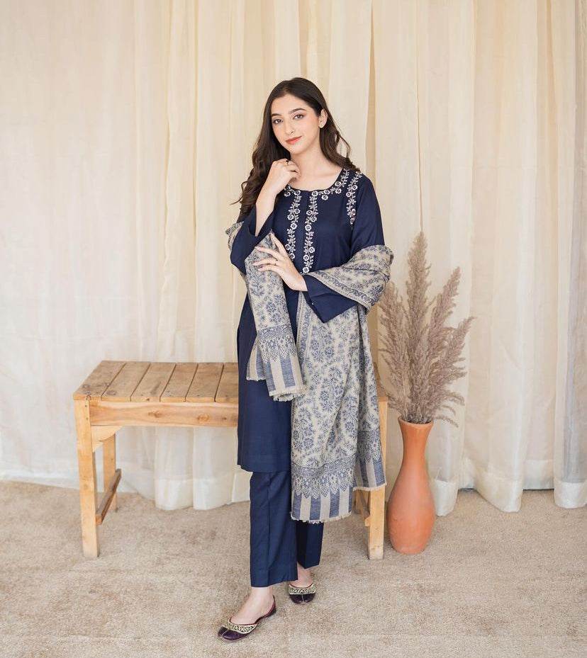 ASLING DHANAK UNSTITCHED EMB 3PC - City Cloth House