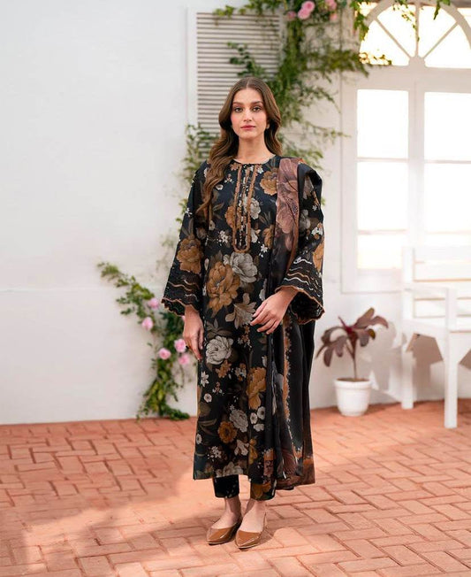 BAROQUE LAWN PRINTED UNSTICH 3PC - City Cloth House