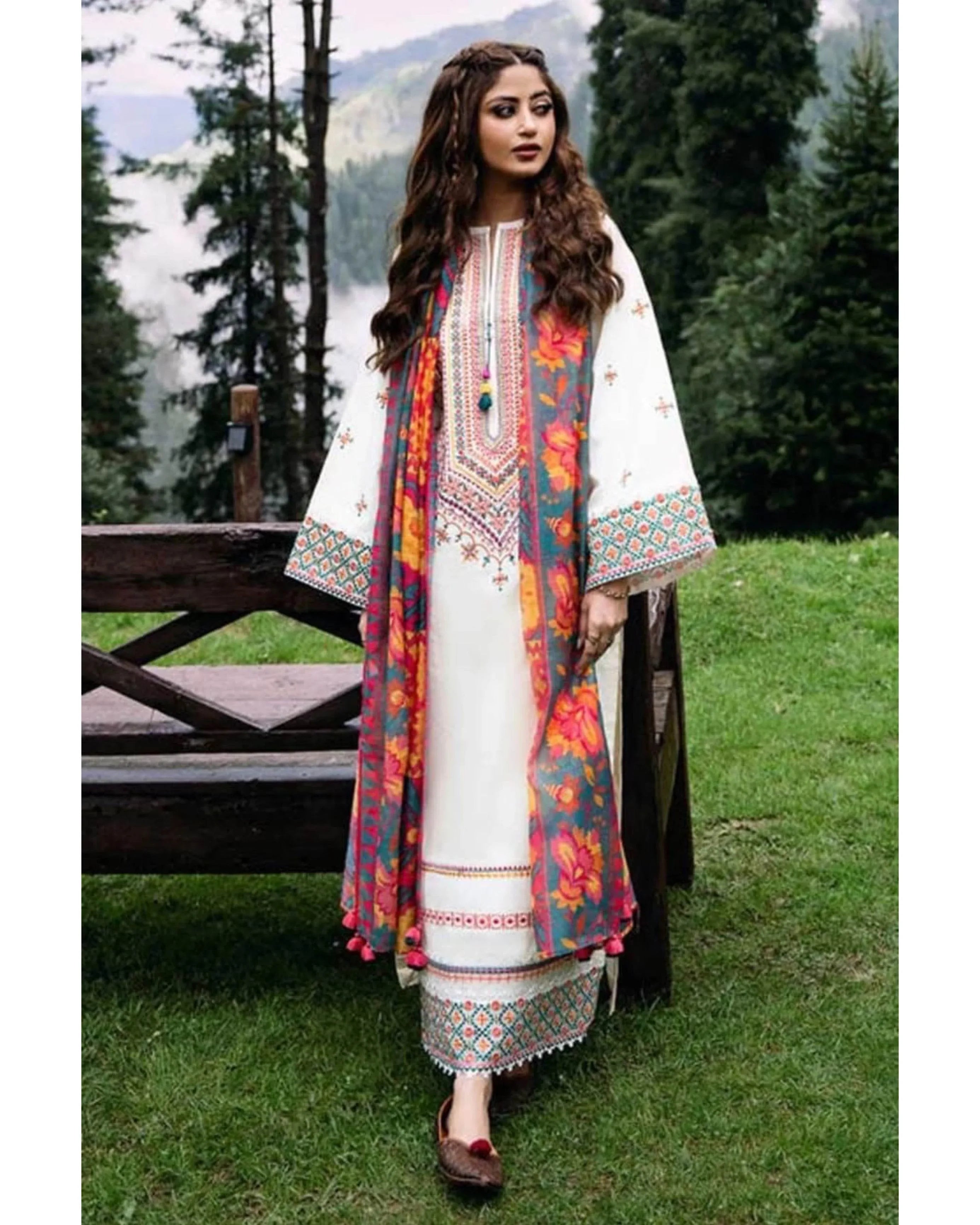 ZARA SHAHJAHAN DHANAK UNSTITCHED EMB 3PC - City Cloth House