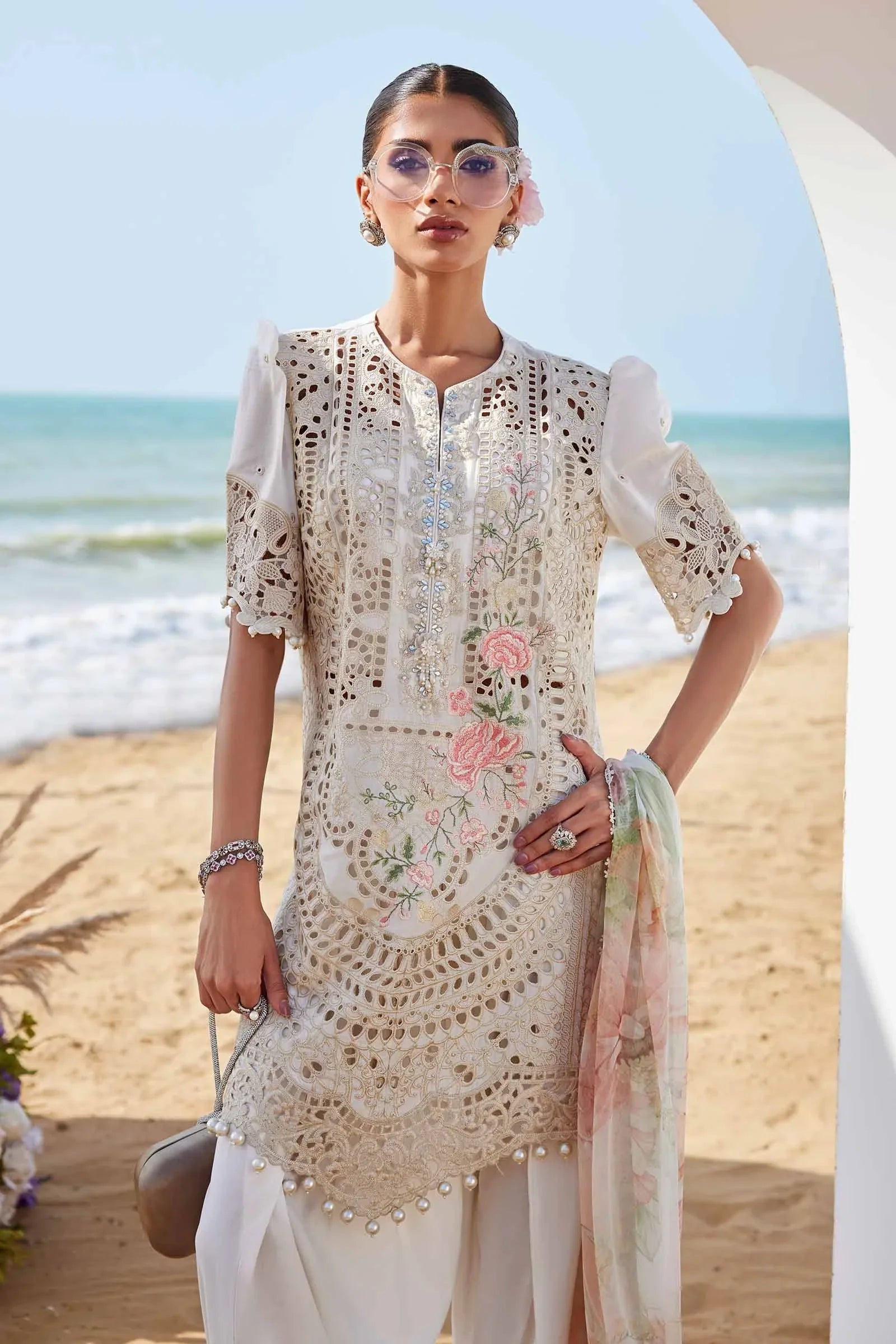 MARIA.B LAWN LUXURY UNSTITCHED EMB EID 26’ D-7 3PC - City Cloth House