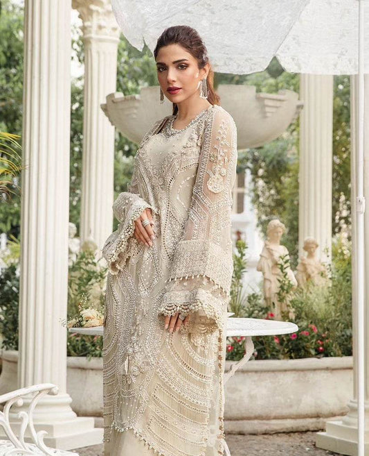 MARIA.B CHIFFON UNSTITCHED EMB SUIT - City Cloth House