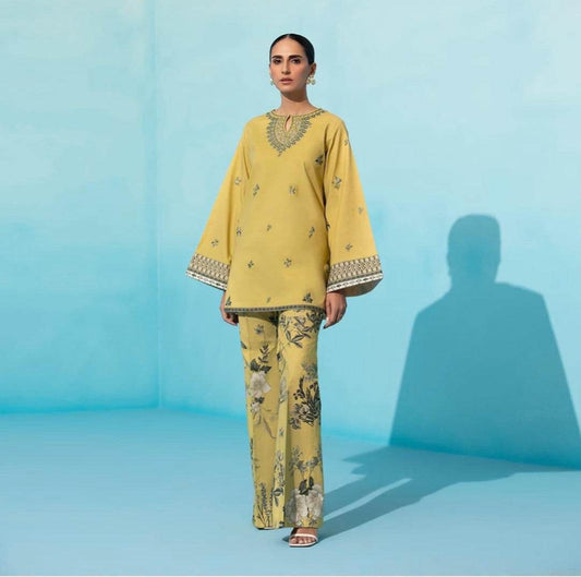SAPPHIRE LINEN UNSTITCHED EMB 2PC - City Cloth House