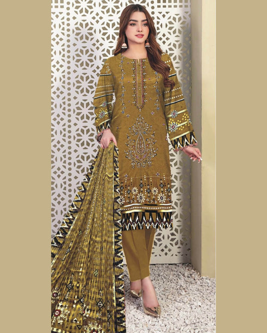 MIRAAL LAWN UNSTITCHED EMB 3PC - City Cloth House