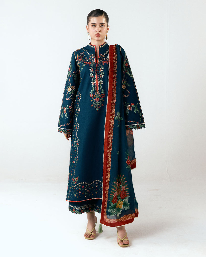 JUGNU DHANAK EMB UNSTITCHED 3PC