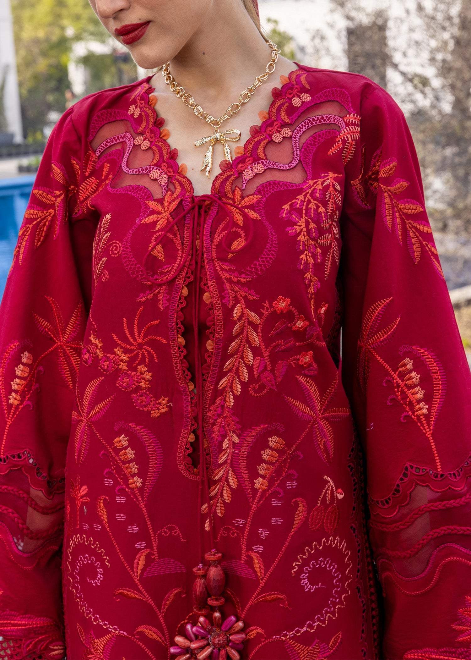 CRIMSON LAWN PREMIUM UNSTITCHED D-3A EMB 3PC