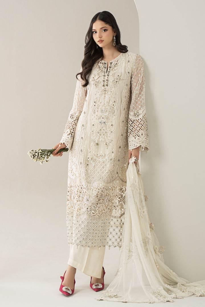 MARIA.B CHIFFON UNSTITCHED EMB SUIT (BDS-30-D7) - City Cloth House