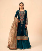 MARIA.B VELVET UNSTICHED EMB 3PC - City Cloth House