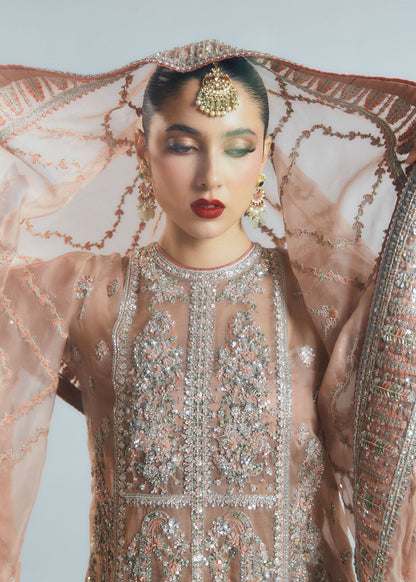 HUSSAIN REHAR ORGANZA UNSTITCHED EMB DUNE SUIT