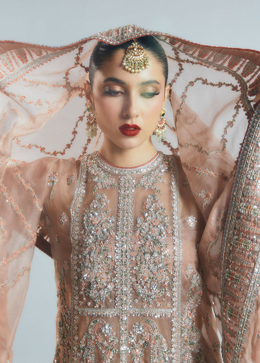 HUSSAIN REHAR ORGANZA UNSTITCHED EMB DUNE SUIT