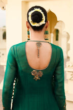 MARIA.B ORGANZA UNSTITCHED EMB ZAMROOD ARA SUIT - City Cloth House