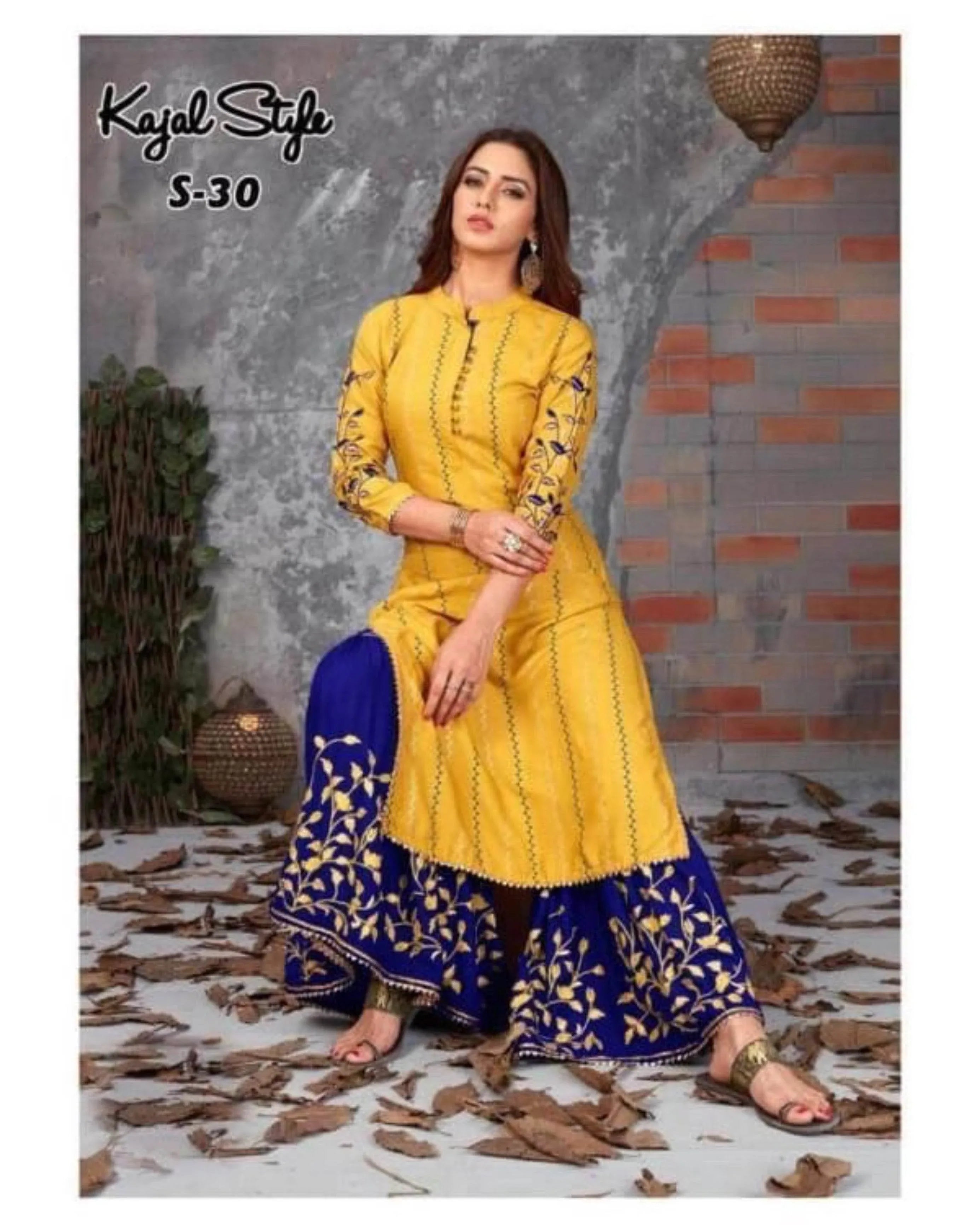KAJAL STYLE LINEN UNSTICH EMB 2PC - City Cloth House