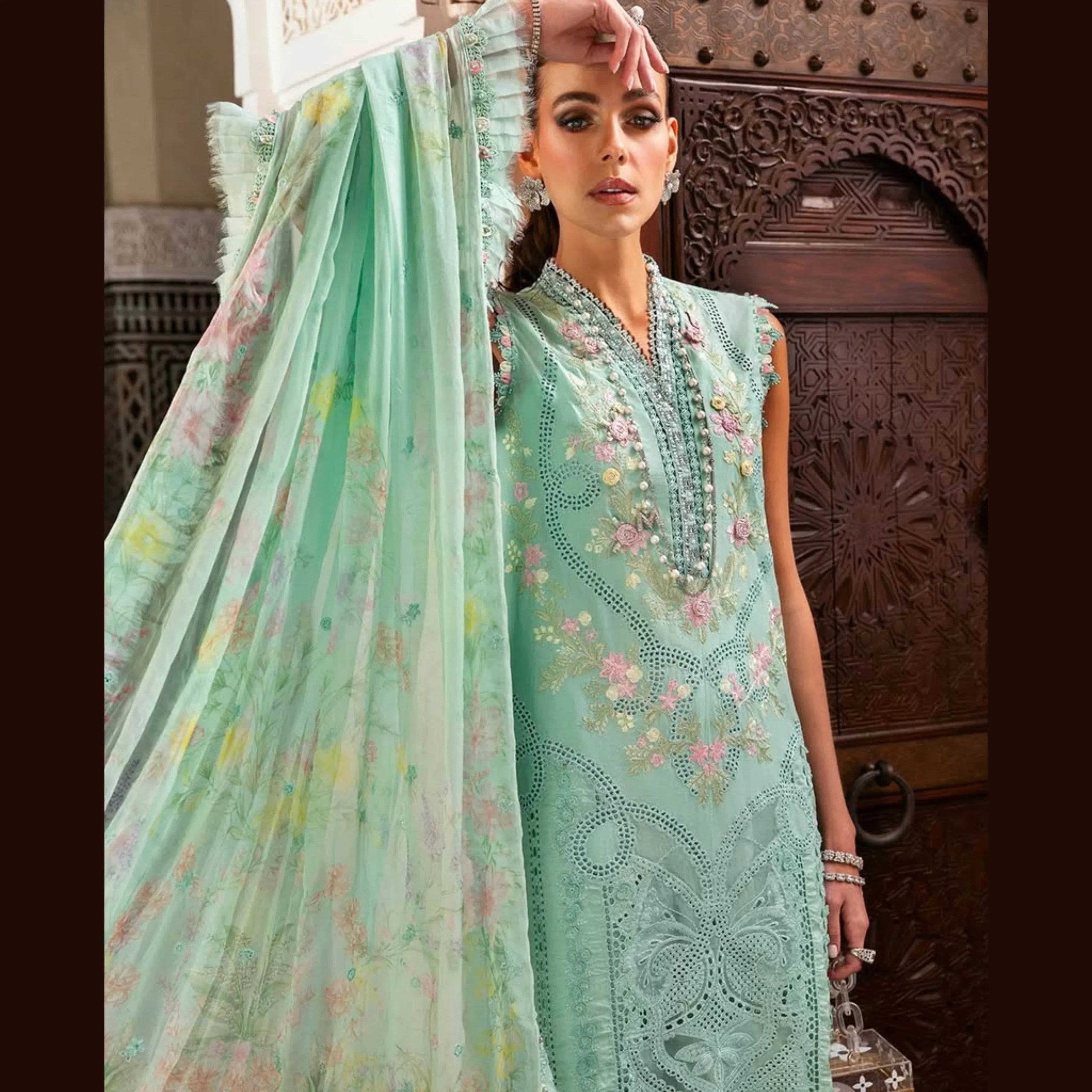 MARIA.B LAWN UNSTITCHED EMB 3PC - City Cloth House