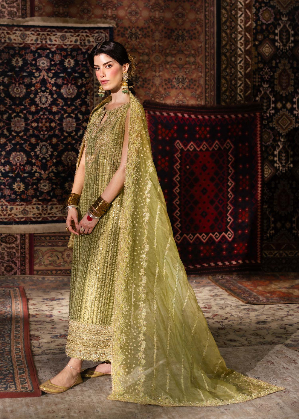 KANWAL MALIK TISSUE SILK UNSTITCHED EMB SUIT
