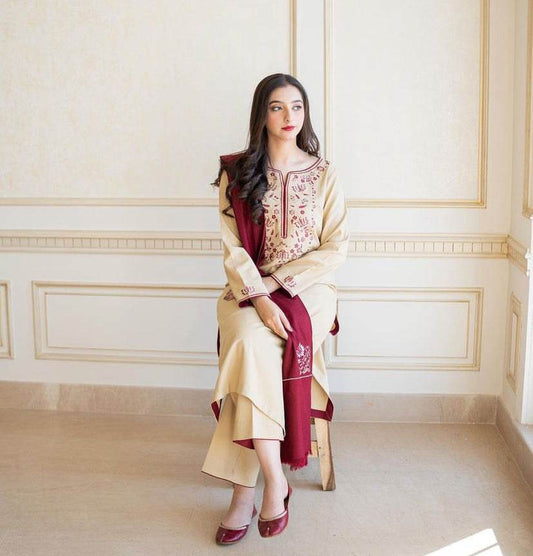 ASLING DHANAK UNSTITCHED EMB 3PC - City Cloth House