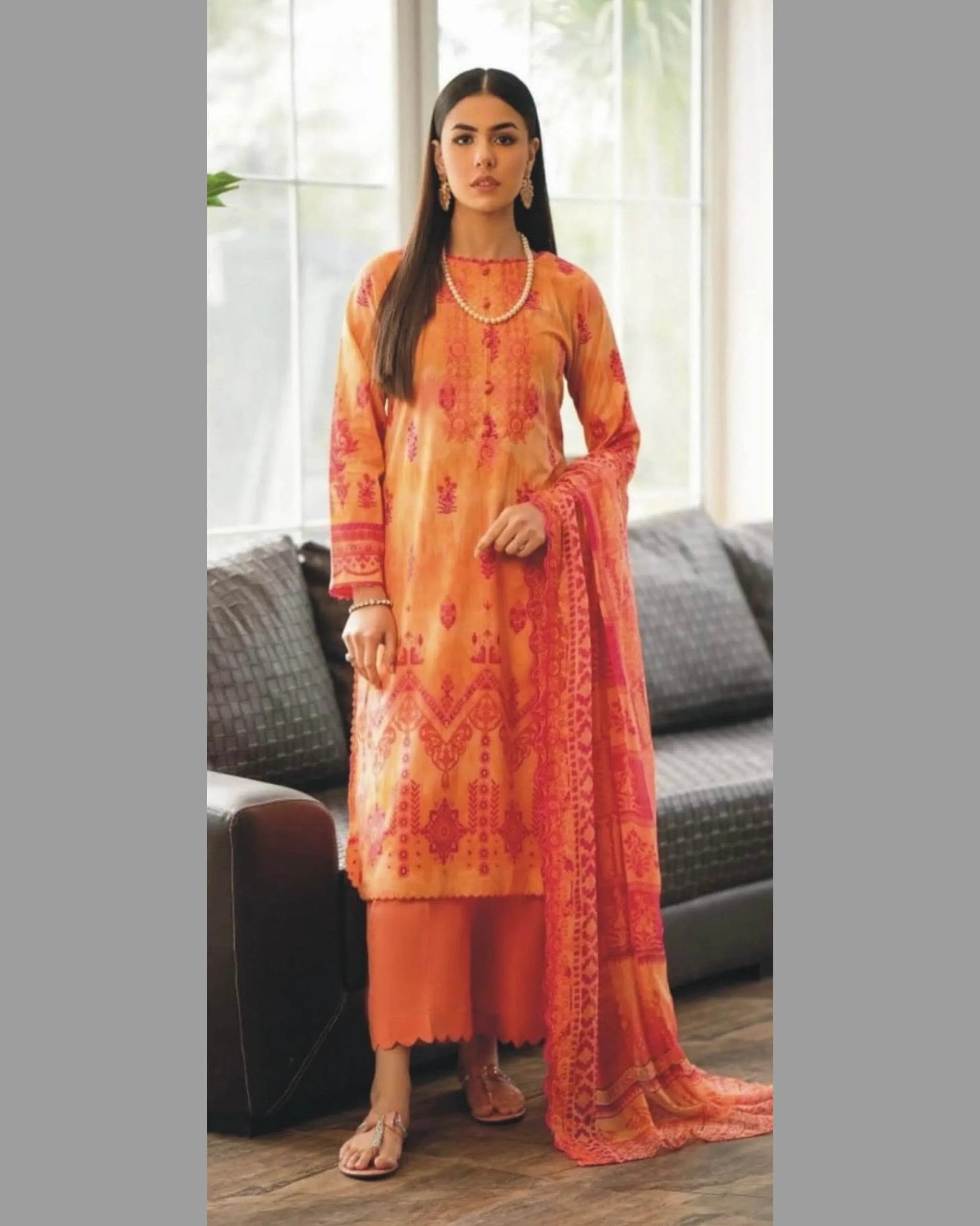 CITY FABRICS LAWN PRINTED UNSTICH 3PC - City Cloth House