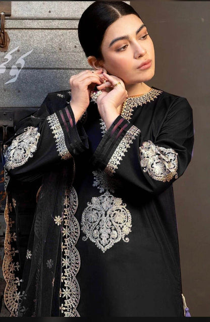 ZARA SHAHJAHAN LAWN LUXURY UNSTICH EMB 3PC - City Cloth House