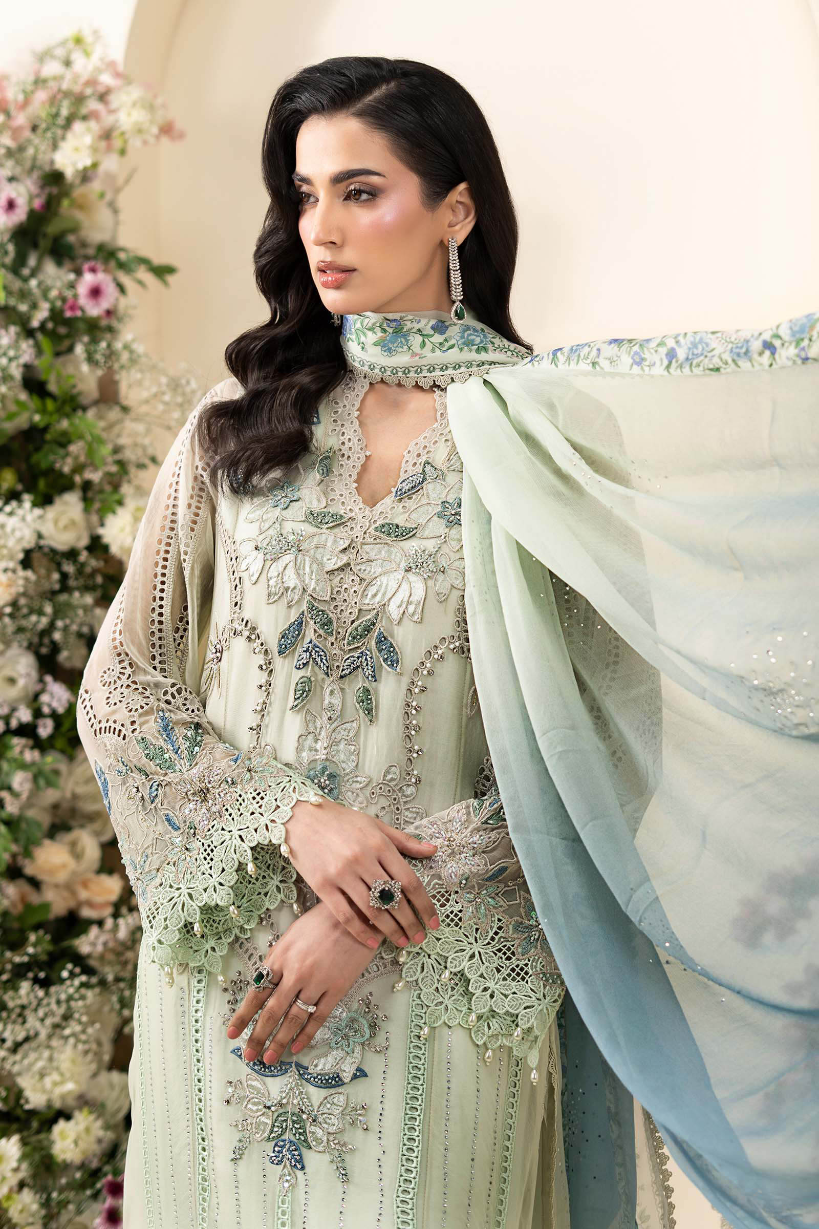MARIA.B CHIFFON UNSTITCHED EMB D-5 SUIT
