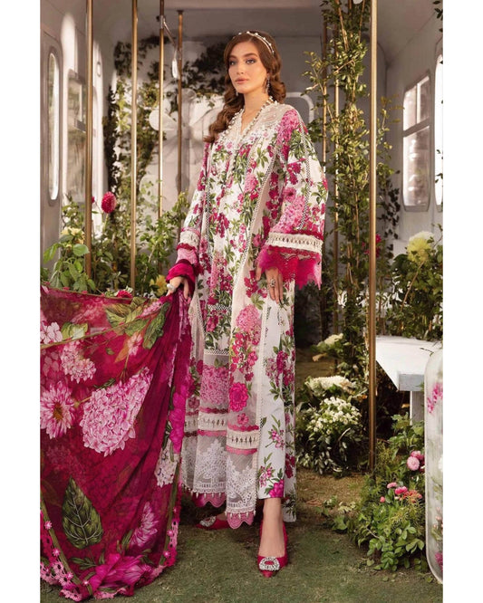 MARIA.B LAWN UNSTITCHED EMB 3PC - City Cloth House