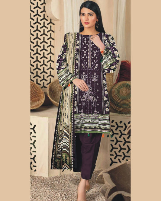 MIRAAL LAWN UNSTITCHED EMB 3PC - City Cloth House