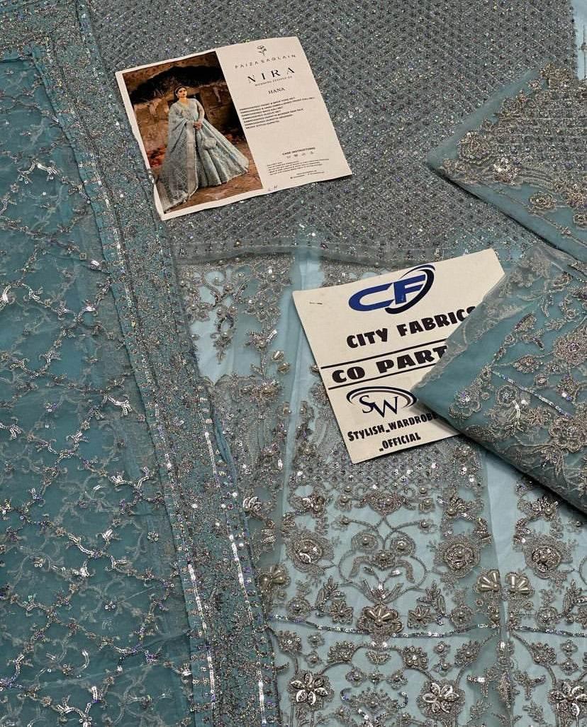 FAIZA SAQLAIN NET UNSTITCHED EMB MAXI - City Cloth House