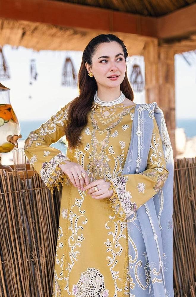 QALAMKAR LAWN UNSTITCH EMB 3PC SAHIL KINARE SELMA - City Cloth House