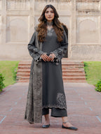 Siah | Emb Unstitched Dhanak 3pc