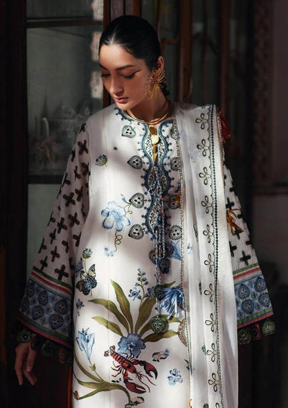 ELAF LAWN UNSTICH EMB 3PC AZUREH B EL25-4 B - City Cloth House