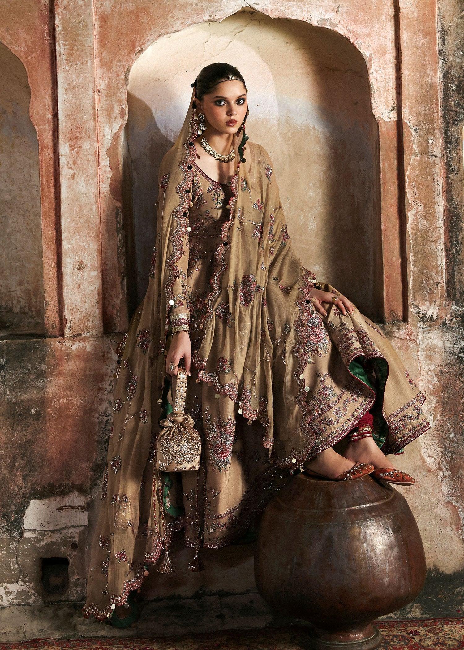 HUSSAIN REHAR ORGANZA UNSTITCHED EMB MAHVASH MAXI - City Cloth House