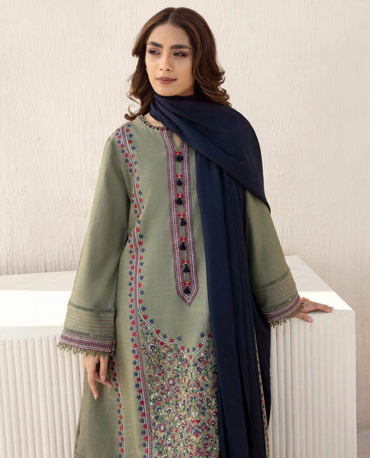 JAZMIN KHADDAR UNSTITCHED EMB 3PC - City Cloth House