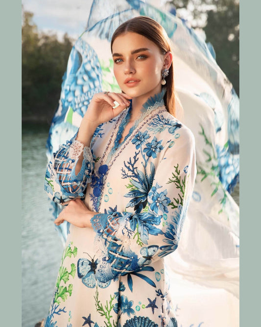 MARIA.B LAWN LUXURY UNSTICH PRINTED 3PC - City Cloth House