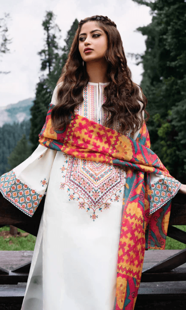 Ivory | Emb Unstitched Lawn 3pc