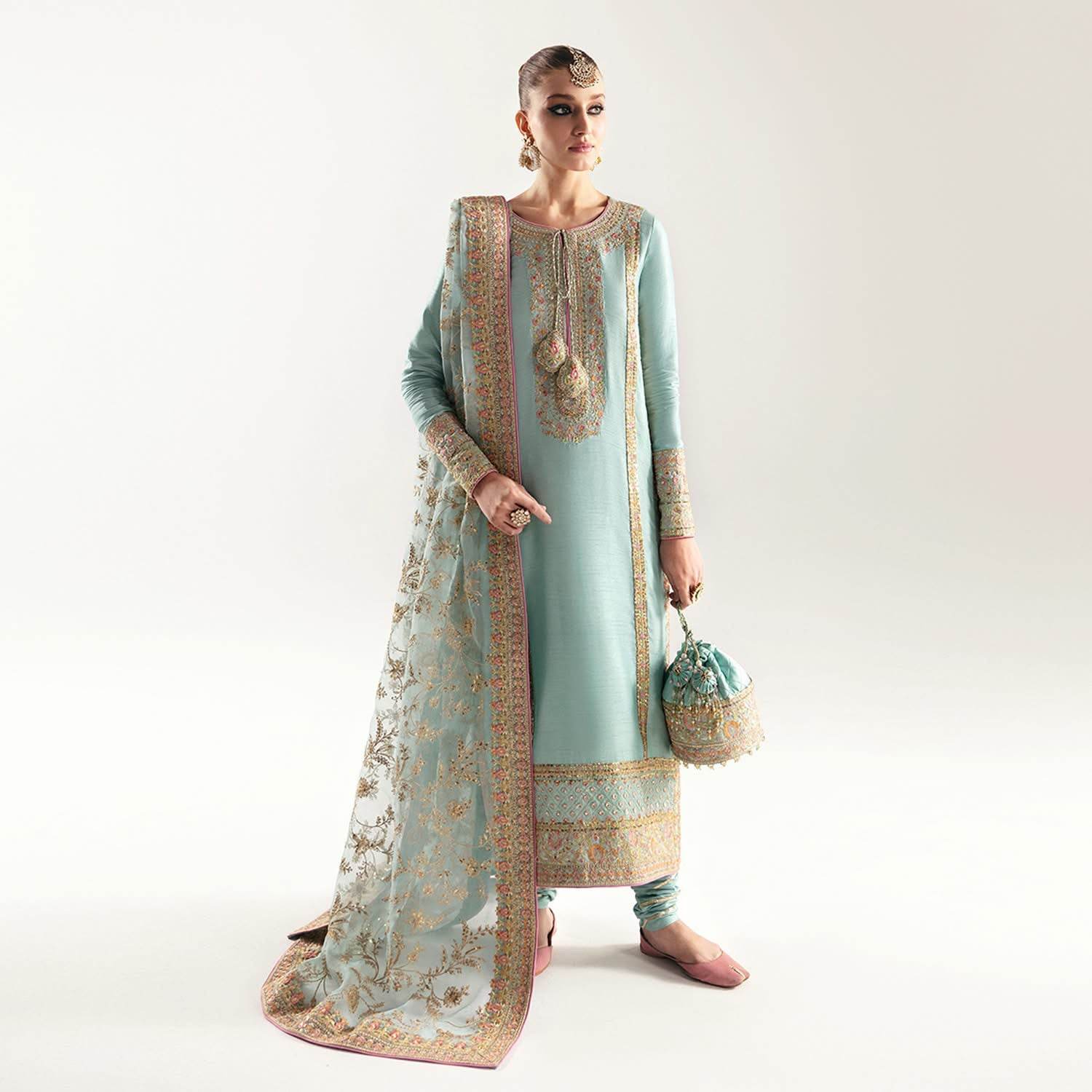 KANWAL MALIK RAW SILK UNSTITCHED EMB SUIT - City Cloth House