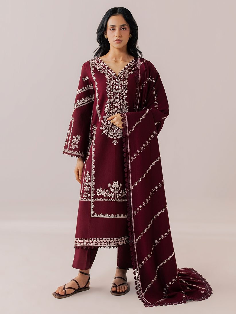 MAHNUR DHANAK EMB UNSTITCHED 3PC
