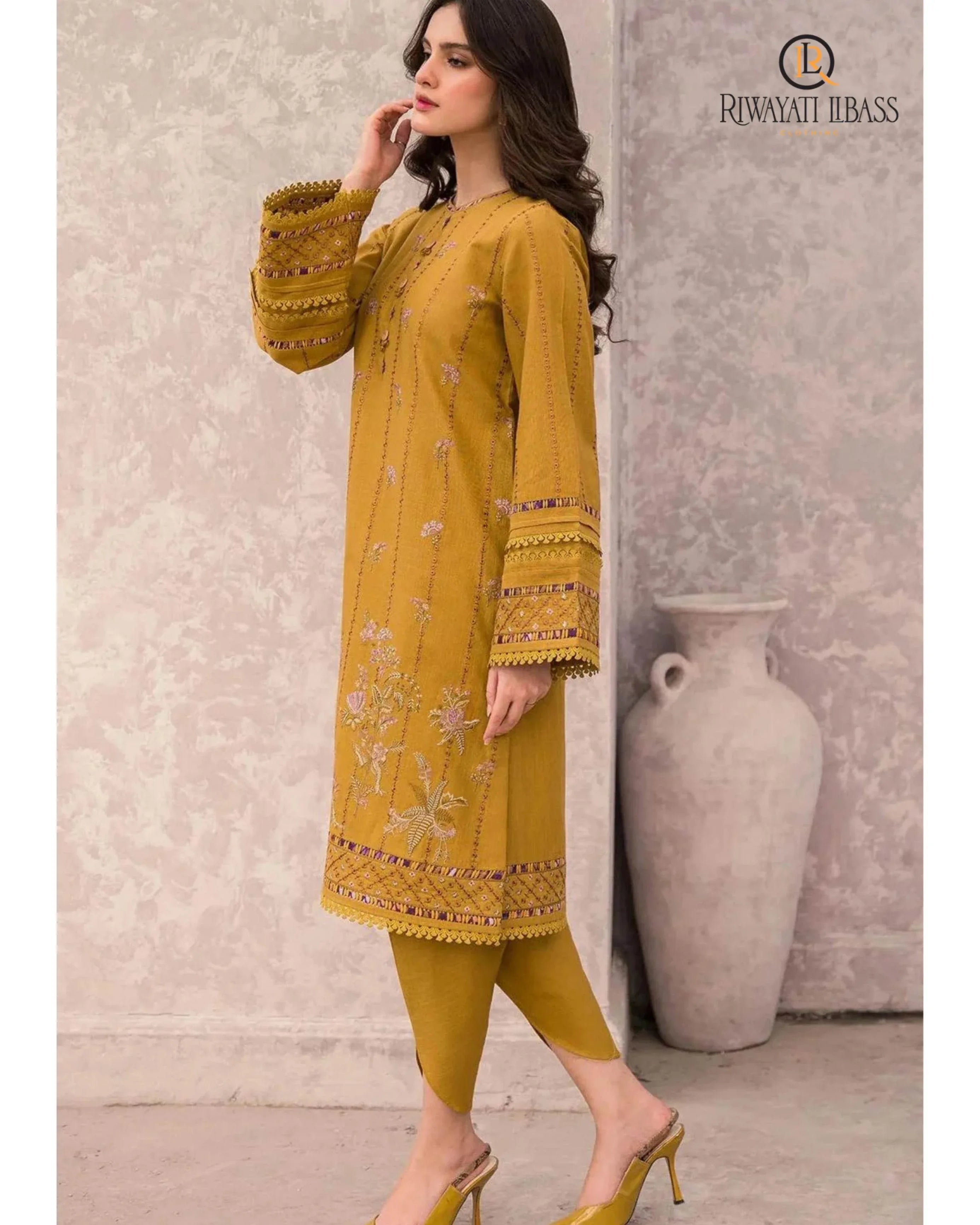 JAZMIN DHANAK UNSTITCHED EMB 3PC - City Cloth House