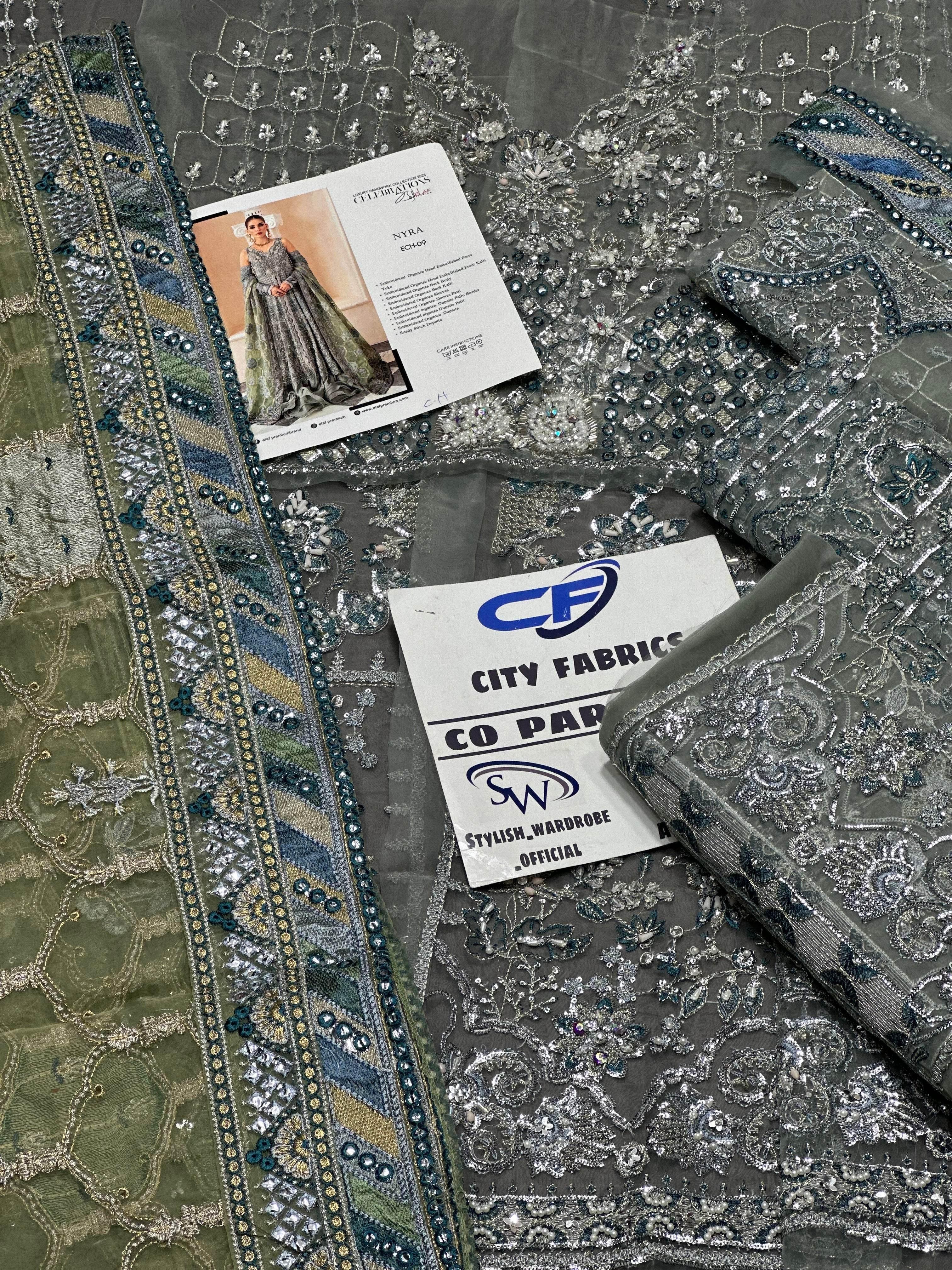 ELAF ORGANZA UNSTITCHED EMB MAXI - City Cloth House