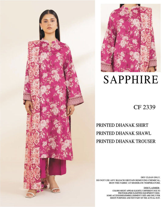 SAPPHIRE DHANAK PRINTED UNSTICHED 3PC